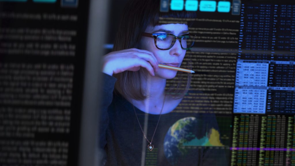 eDiscovery professional analyzing legal data.